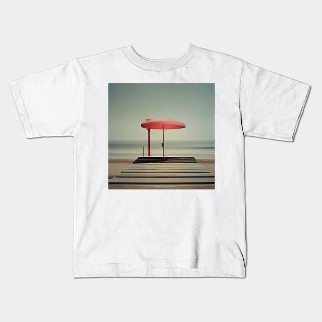 Minimalist Beach Landscape Kids T-Shirt by druidwolfart